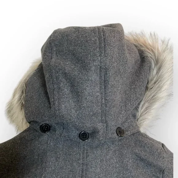 London Fog Jacket Faux Fur Hood Gray Coat Alpine Swiss Parka Size Girls Large 14 - Picture 6 of 16